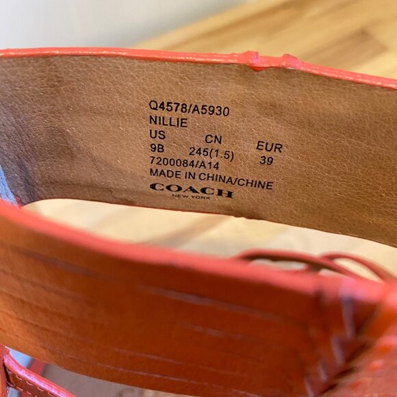 Coach Nillie Gladiator Sandals Size 39 In Burnt Orange Leather With Back Zipper - Picture 13 of 16